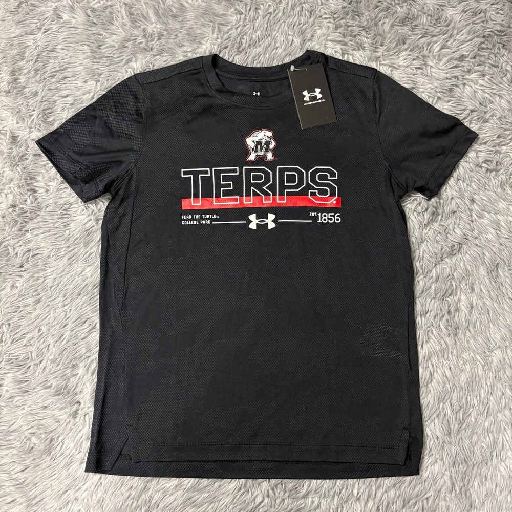 Under Armour Maryland Terrapins drifit short sleeve shirt boys youth medium NEW